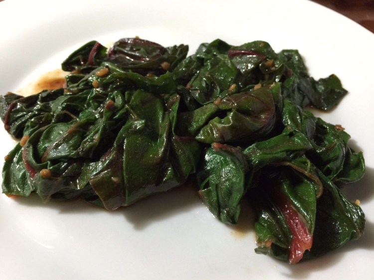 SWISS CHARD WITH SWEET MEAT SAUCE